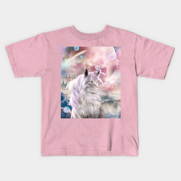 Space Rainbow Caticorn Cat Unicorn Kids T-Shirt by Random Galaxy